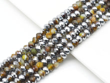 Load image into Gallery viewer, Half Silver Plated Yellow Brown Banded Agate Rondelle Faceted Beads, Sku#UA257