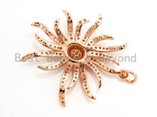Load image into Gallery viewer, CZ Micro Pave Sunburst Pendant/Charm, Cubic Zirconia Pave Pendant, 30x32mm,sku#F352