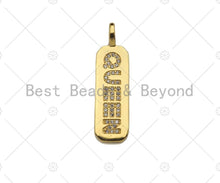 Load image into Gallery viewer, CZ Micro Pave QUEEN Bar Pendant, Cubic Zirconia Strip Pendant, Queen Charm, Micro pave Bar pendant, 10x35mm, sku#LK134