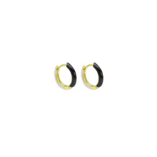 Load image into Gallery viewer, Black White Dual color Everyday Hoop Earrings, Sku#A164