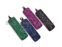 Load image into Gallery viewer, CZ Micro Pave Rectangle Pendant/Charm, Cubic Zirconia Blue Fuchsia Black Green Rectangle Pave Pendant,12x40mm, sku#F477