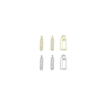 Load image into Gallery viewer, CZ Pave Rectangle Gold Silver Charm holder, Bail Pendant, Sku#A245