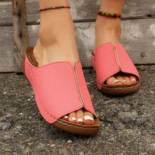 Load image into Gallery viewer, Wedge Sandals - Peep Toe Platform Slides