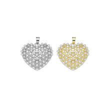 Load image into Gallery viewer, CZ Pave Gold Silver Pearl Heart Charm Pendant, Sku#LX594