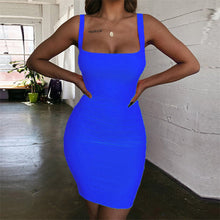 Load image into Gallery viewer, Candy Color Hip-Wrapped Sleeveless Strap Dress Women Dress