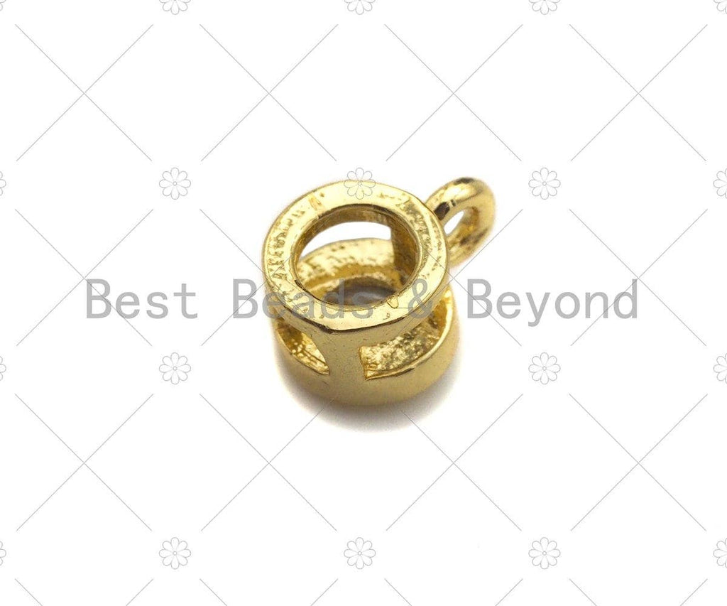 CZ Micro Pave Cute Round Shape Pendant, Round Charm, Big CZ Pave Pendant, Gold plated,6x8mm, Sku#LK103