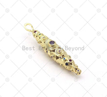 Load image into Gallery viewer, Multicolor CZ Micro Pave Crocodile Shape Pendant, 18K Gold Filled Crocodile Charm, Necklace Bracelet Charm Pendant,Sku#LK512