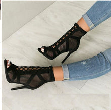 Load image into Gallery viewer, Women's Open-Toe Stiletto Heels | High-Quality Suede Platform Pumps