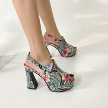 Load image into Gallery viewer, Women's Peep Toe Platform Heels - Thick Sole High Heel Sandals with Buckle Closure