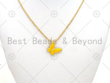 Load image into Gallery viewer, Colorful Enamel CZ Micro Pave Butterfly Pendant, 18K Gold Filled Enamel Butterfly Pendant, Pave Enamel Jewelry,25x24mm,Sku#LK369