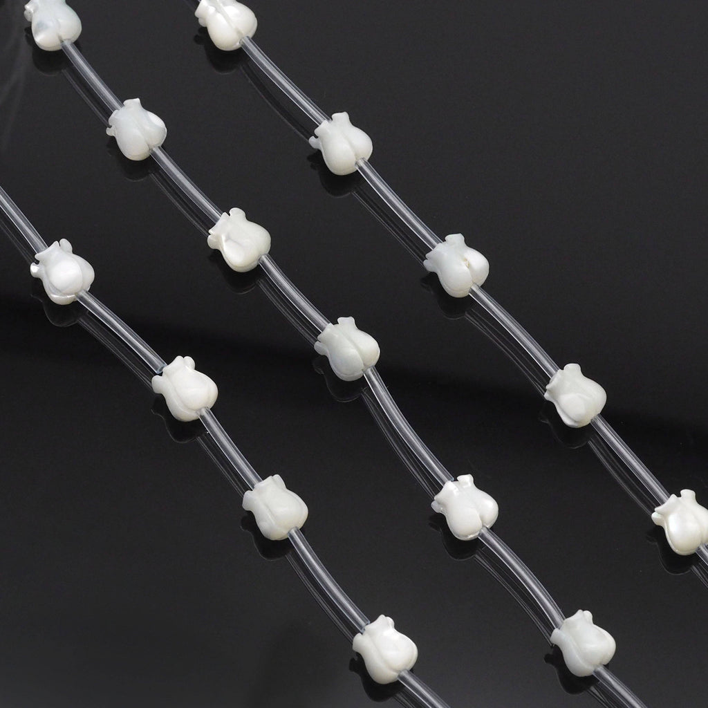 Tulip White Mother of Pearl Beads, Sku#T168