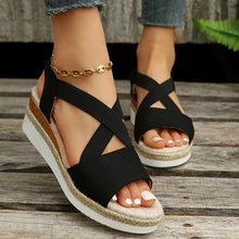 Load image into Gallery viewer, Wedge Sandals Cross-Strap Platform Gladiator Hemp Heel Shoes