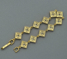 Load image into Gallery viewer, CZ Gold Silver Rhombus Diamond Shape Bezel Setting Bracelet, Sku#B218