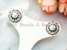 Load image into Gallery viewer, CZ with Pearl Stud Earring, Sku#O61