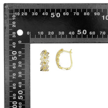 Load image into Gallery viewer, Gold Silver Baguette CZ Link Huggie Earrings, Sku#A144
