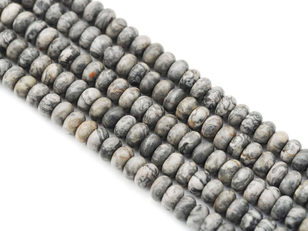 Genuine Map Jasper Rondelle Smooth Beads, 5x8mm, Sku#U1418
