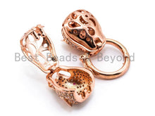 Load image into Gallery viewer, CZ Micro Pave Panther Leopard Head Box Insert Clasp,Cubic Zirconia Clasp,Leopard Head Connector, 12x40x12mm, sku#H103