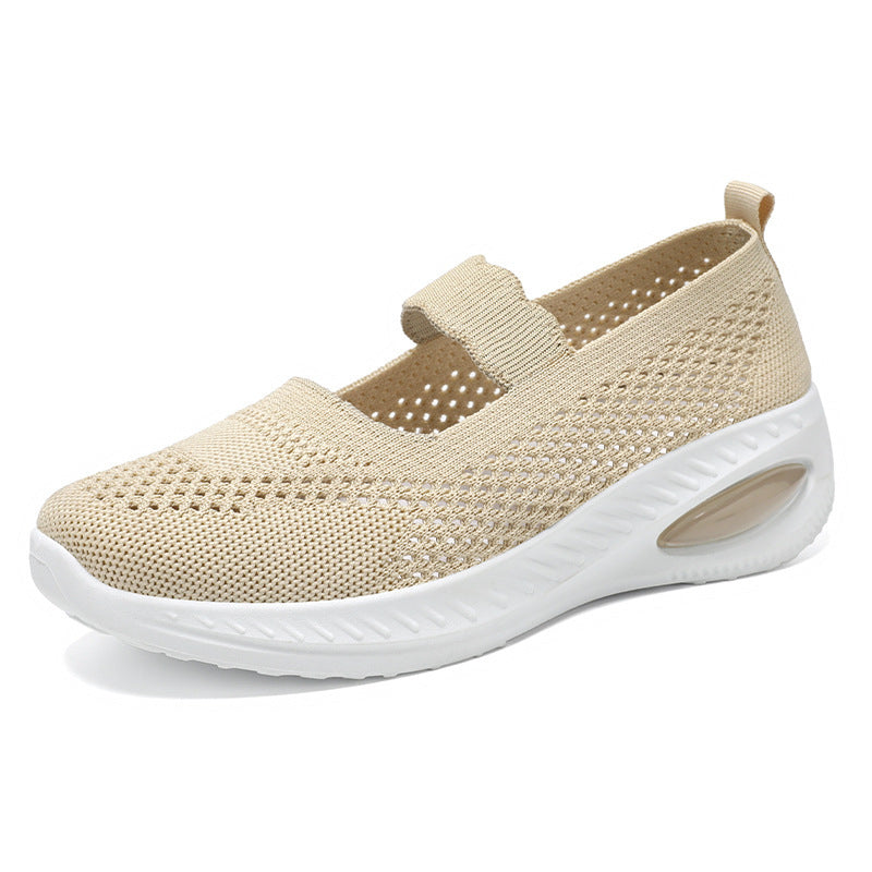 Women's Breathable Mesh Casual Sneakers - Lightweight Slip-On Flat Shoes