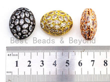 Load image into Gallery viewer, 25mm/18mm CZ Micro Pave Large Oval Spacer Beads Diamond Crystal for Bracelet/Necklace, Cubic Zirconia Large Space Beads, 1pc, sku#G303