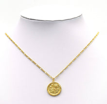 Load image into Gallery viewer, Gold Flower and Leaf On Round Coin Charm, Sku#LK643