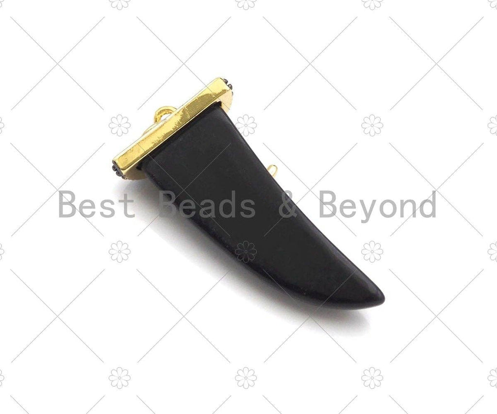 Black White Red Blue Horn Shape Pendant with Gold Finish, Co