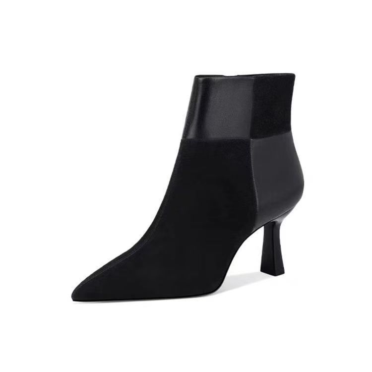 Women's Stiletto Ankle Boots - Pointed Toe High Heel Booties with Side Zipper