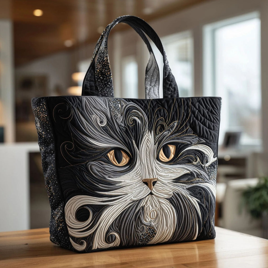 Quilted Digital Print Tote Bag - High Capacity Women's Shoulder Bag with Embroidery