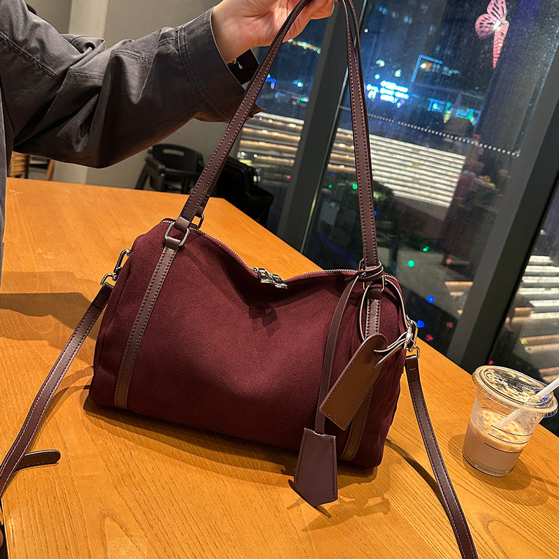 Matte Genuine Leather Retro Crossbody Bag | European & American Style | Women's Shoulder Bag