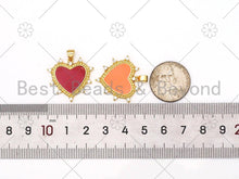 Load image into Gallery viewer, Enamel Colorful Heart with CZ Spike Pendant, Gold Filled Enamel Heart Charm,Enamel Jewelry Findings,25mm,Sku#LK422