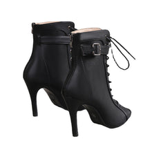 Load image into Gallery viewer, Women's Peep Toe High Heel Sandals - Lace-Up Buckle &amp; Back Zipper Party Pumps