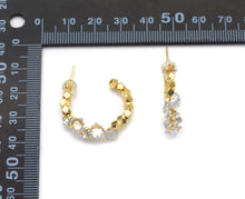 Load image into Gallery viewer, Gold Silver Crystal Diamond cut Ball Hoop Earrings, Sku#LX474c