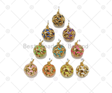 Load image into Gallery viewer, Colorful Enamel Cresent Moon on Ball Shape Pendant,18K Gold Filled Ball Charm, Necklace Bracelet Charm Pendant, Sku#LD173