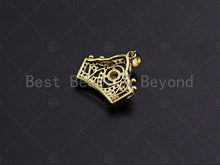 Load image into Gallery viewer, 18K Gold Micro CZ Pave Crown Pendant, Gold Crown Charm, Queen Crown Beads, Jewelry Findings, 20x24mm,sku#LK43
