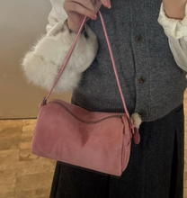 Load image into Gallery viewer, Women's Suede Barrel Tote &amp; Shoulder Bag – Zippered Minimalist Handbag