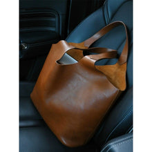 Load image into Gallery viewer, Women's Large Capacity Retro Bucket Bag – PU Leather Crossbody &amp; Tote Dual-Use Handbag