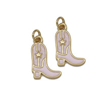 Load image into Gallery viewer, Gold CZ Pink Enamel Star Boot Charm, Sku#LK724