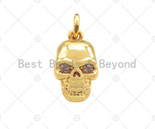 Load image into Gallery viewer, Dainty Gold Skull Head Pendant/Charm,Cubic Zirconia Charm, Necklace Bracelet Charm Pendant,7x14mm, Sku#ML31