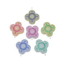 Load image into Gallery viewer, Colorful CZ Large four Petal Flower Charm Pendant, Sku#LX589