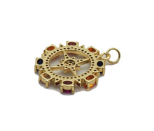 Load image into Gallery viewer, Colorful Stone Gold North Star Round Charm, Sku#LX115