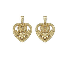 Load image into Gallery viewer, Gold CZ Virgin Mary Baby Jesus Flower Heart Charm, Sku#LK708