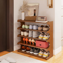 Load image into Gallery viewer, Bamboo Shoe Rack Organizer – 5 or 6 Tier, Space-Saving Storage