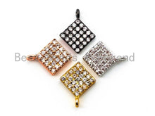 Load image into Gallery viewer, 1PC/2PCS CZ Clear Micro Pave 8x10mm Diamond Shaped Charm for Bracelet, Gold/Rose Gold/Silver/Gunmetal plated, Pave Dangle Charms,Sku#B65