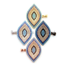 Load image into Gallery viewer, CZ Micro Pave Turquoise Cobalt Marquise Evil Eye Pendant, Cubic Zirconia Pendant,32x28mm, sku#F30