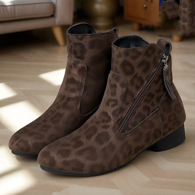 Women's Retro Suede Martin Boots - High-Top Ankle Boots with Flat Heel