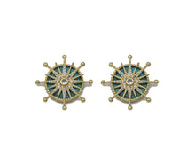 Load image into Gallery viewer, Gold CZ North Star On Turquoise Stone Charm, Sku#L704