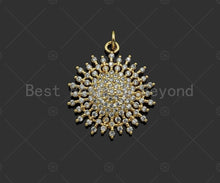 Load image into Gallery viewer, Gold Silver Sunflower Radical Flower Pendant,Cubic Zirconia Silver/Gold Charm, Necklace Bracelet Charm Pendant, 21x24mm, Sku#LK294