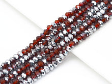 Load image into Gallery viewer, Half Silver Plated Natural Red Agate Rondelle Faceted Beads, SKu#UA256