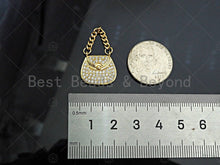 Load image into Gallery viewer, Gold Filled CZ Micro Pave Fashion Bag Shape Pendant,18k Gold Filled Lady's Bag Charm, Necklace Bracelet Charm Pendant,16x16mm,Sku#LK358