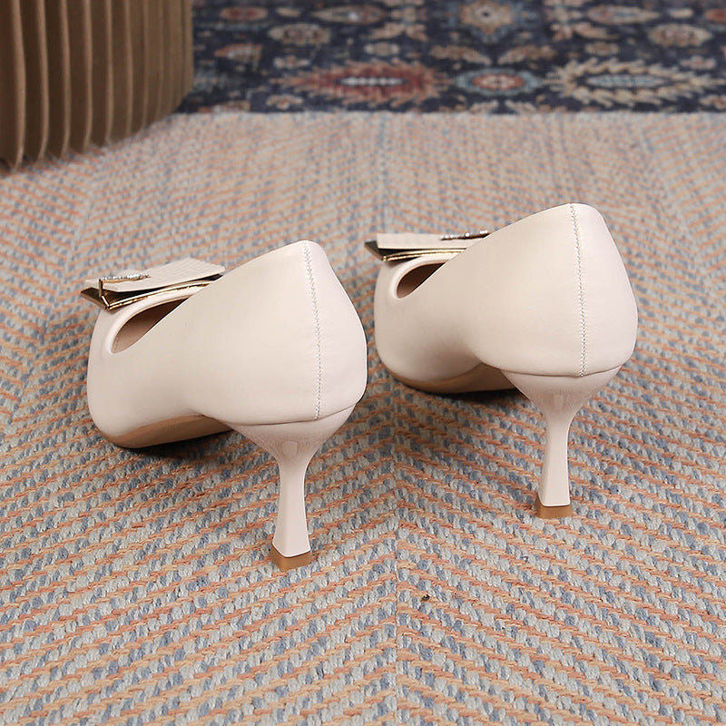 Women's Stiletto Heels | Rhinestone Pointed-Toe PU Leather Pumps
