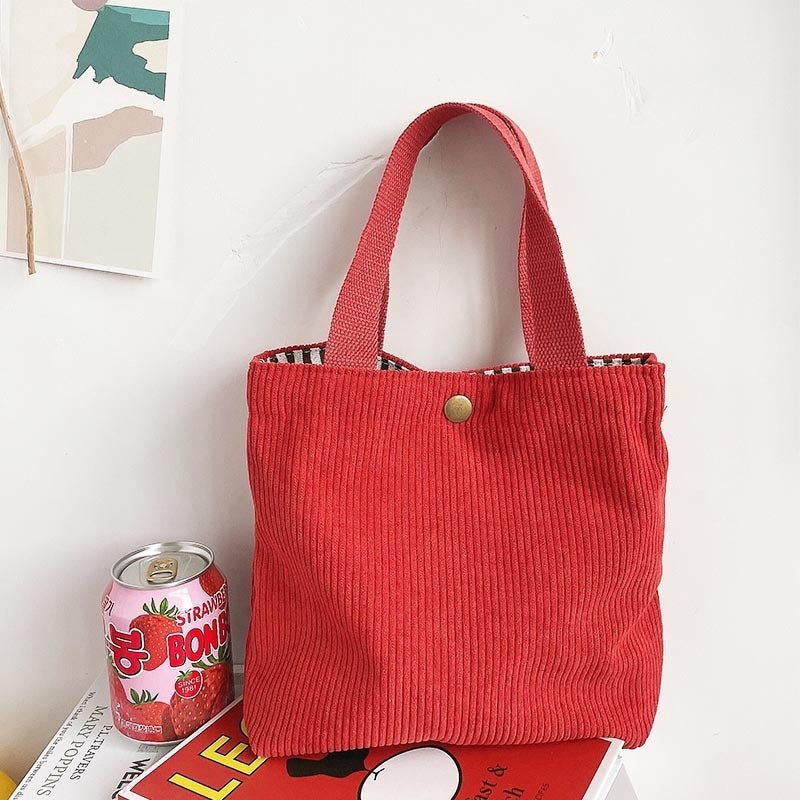 Women's Canvas Tote Bag - Minimalist Double-Sided Print Shoulder Bag with Embroidered Logo